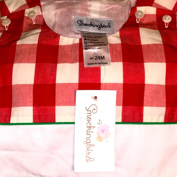 Smocking bird long all 24mth snaps close legs pearl buttons - Picture 2 of 5